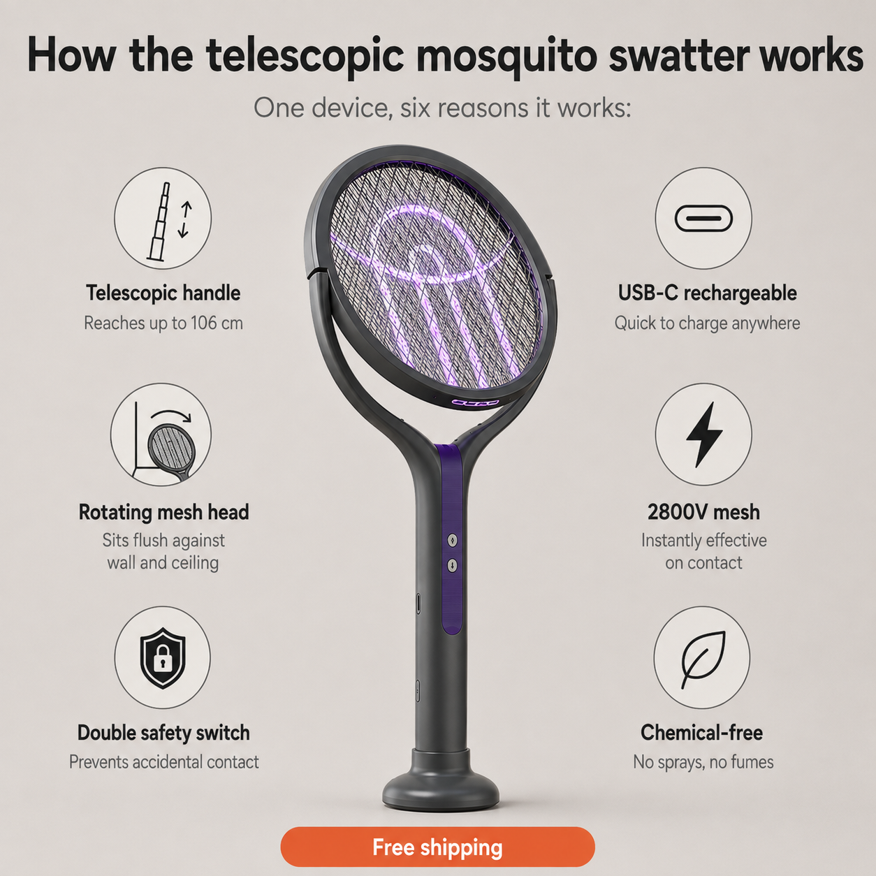 Telescopic Fly Swatter - For peaceful evenings without buzzing mosquitoes