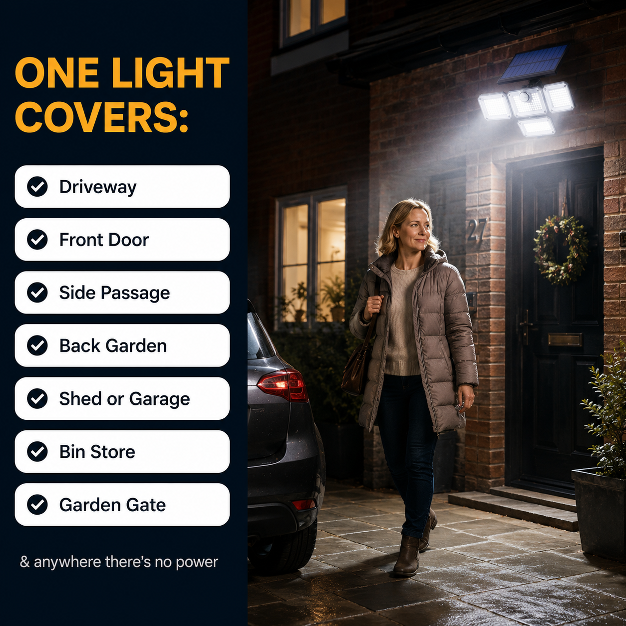 Solar Motion Sensor Outdoor Light - Light around your home, without a single cable