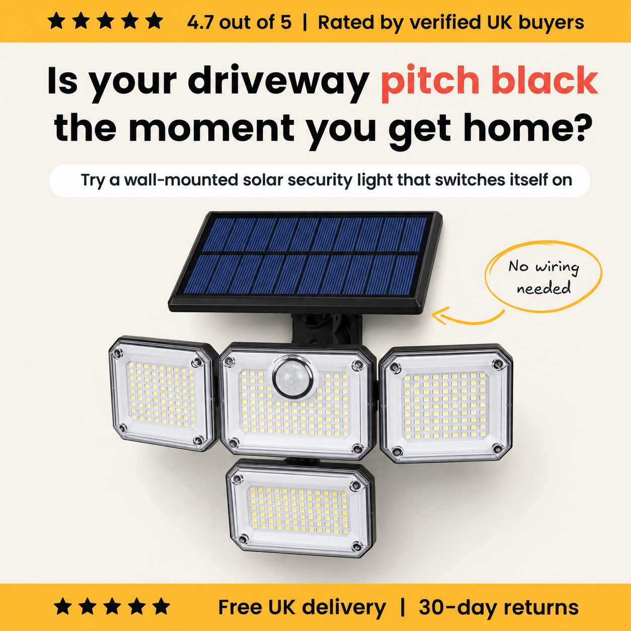 Solar Motion Sensor Outdoor Light - Light around your home, without a single cable