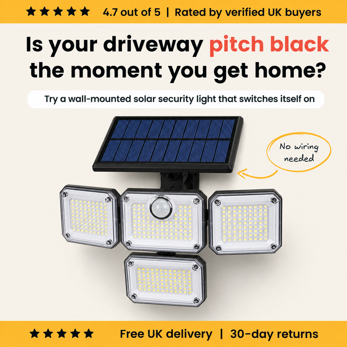 Solar Motion Sensor Outdoor Light - Light around your home, without a single cable