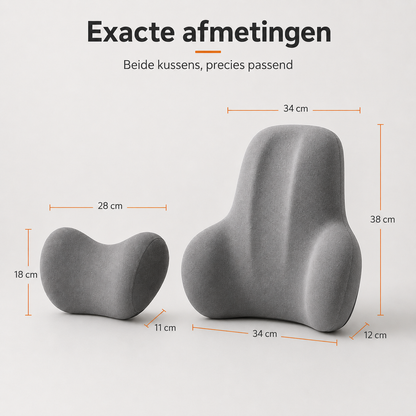 Neck and Back Cushion Set Memory Foam - For complete rest and relaxation during every car journey