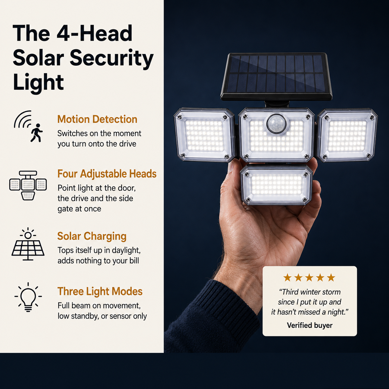 Solar Motion Sensor Outdoor Light - Light around your home, without a single cable