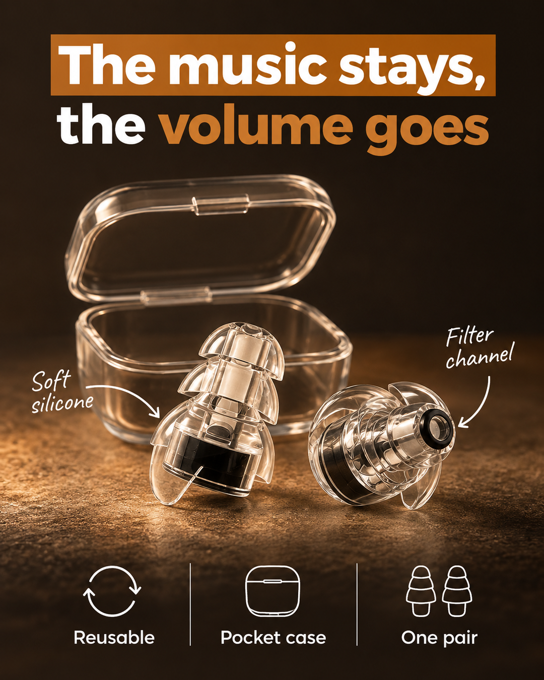 Vandori Fidelity Earplugs with their carry case