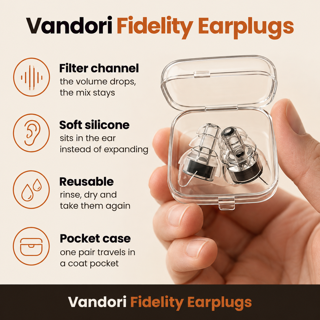 A pair of earplugs with the case