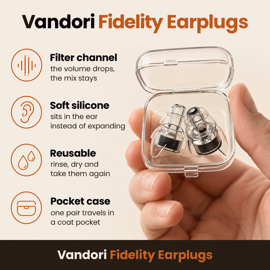 A pair of earplugs with the case