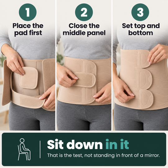 Belly Band - three steps to put it on